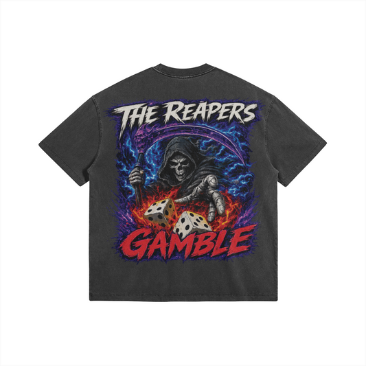 Luck or Fate (The Reapers Gamble) T-shirt Dark Grey Oversized Washed
