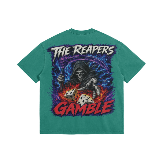 Luck or Fate (The Reapers Gamble) T-shirt Viridian Oversized Washed